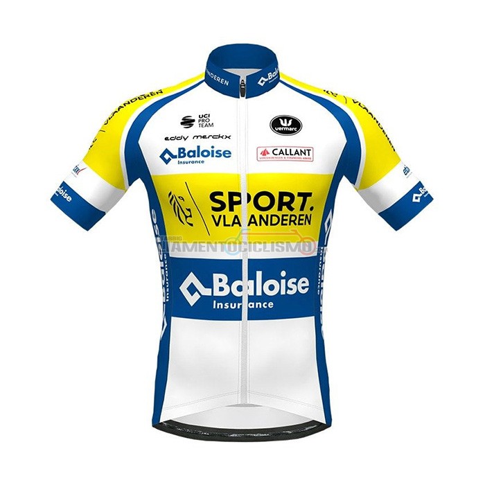 Abbigliamento Ciclismo Sport Vlaanderen-Baloise Manica Corta2021Blu Bianco Giallo
